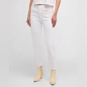 AGOLDE Riley High Rise Straight Cropped Jeans raw hem button fly size 25